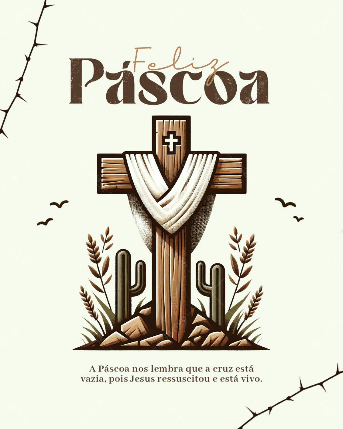 Flyer Páscoa com Cruz de Madeira PSD Editável