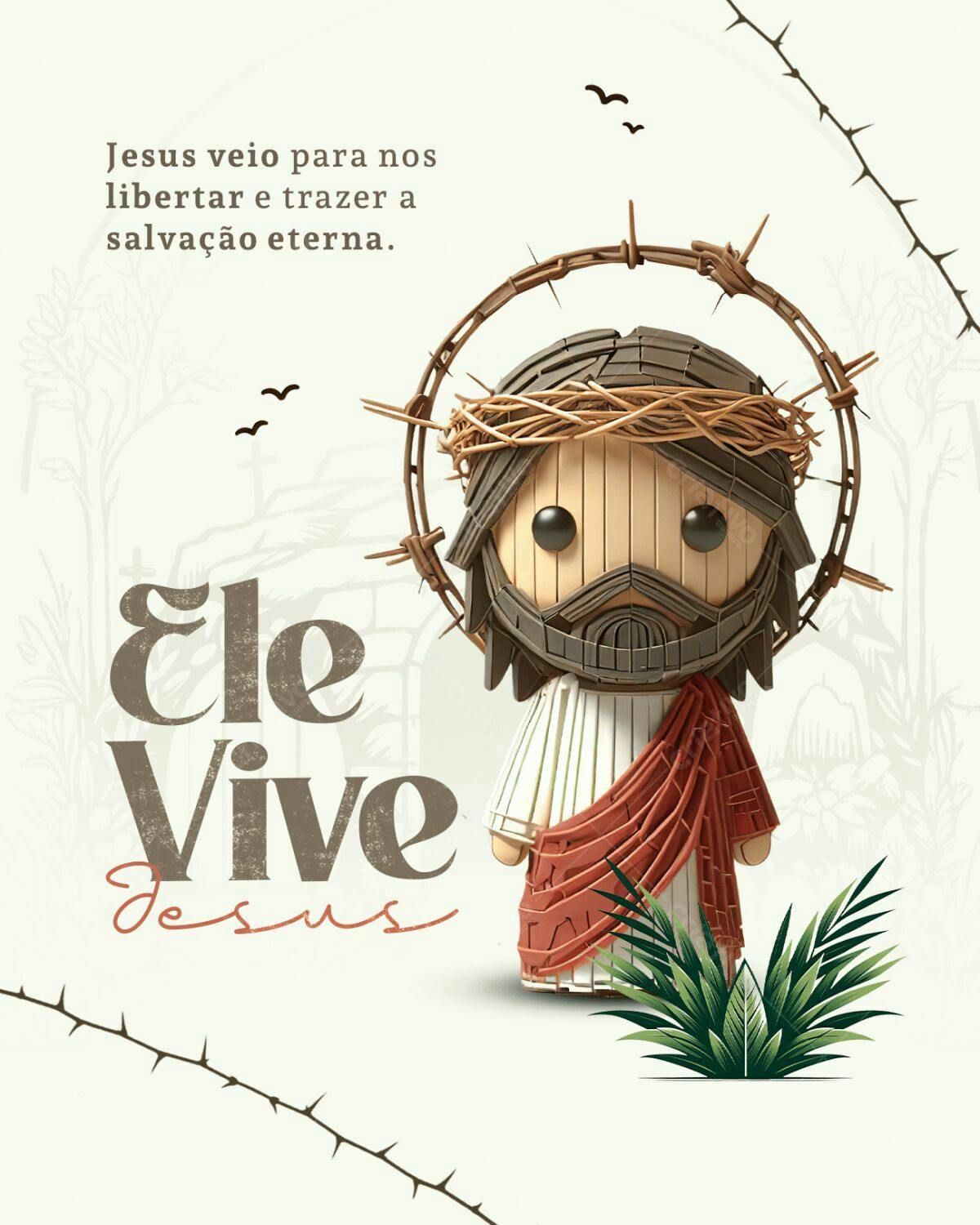 Arte Páscoa Jesus Ressuscitado PSD Editável