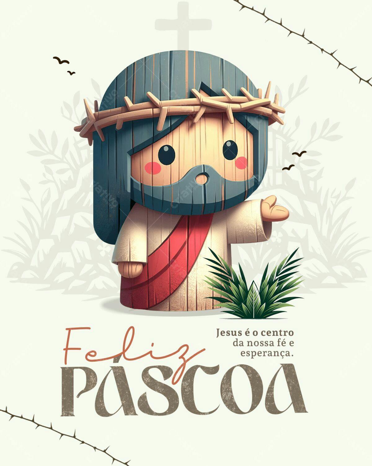 Cartão Feliz Páscoa PSD Editável