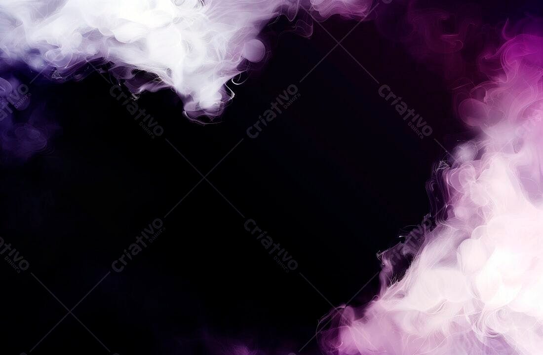 Nuvens de fumaça roxas e brancas fundo preto