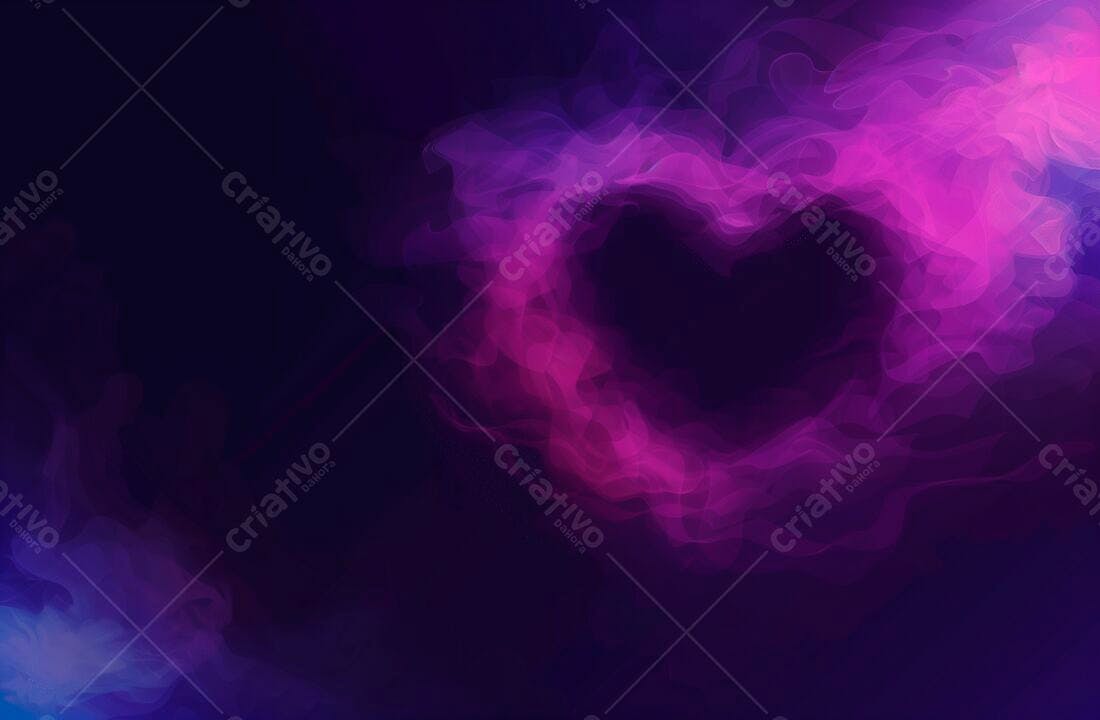 Coração abstrato em tons roxos e vibrantes