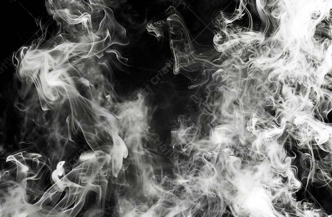 Nuvens de fumaça branca fundo preto