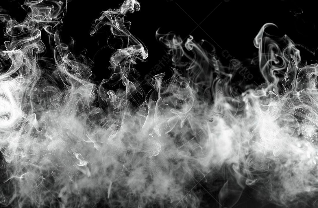 Nuvens de fumaça branca fundo preto