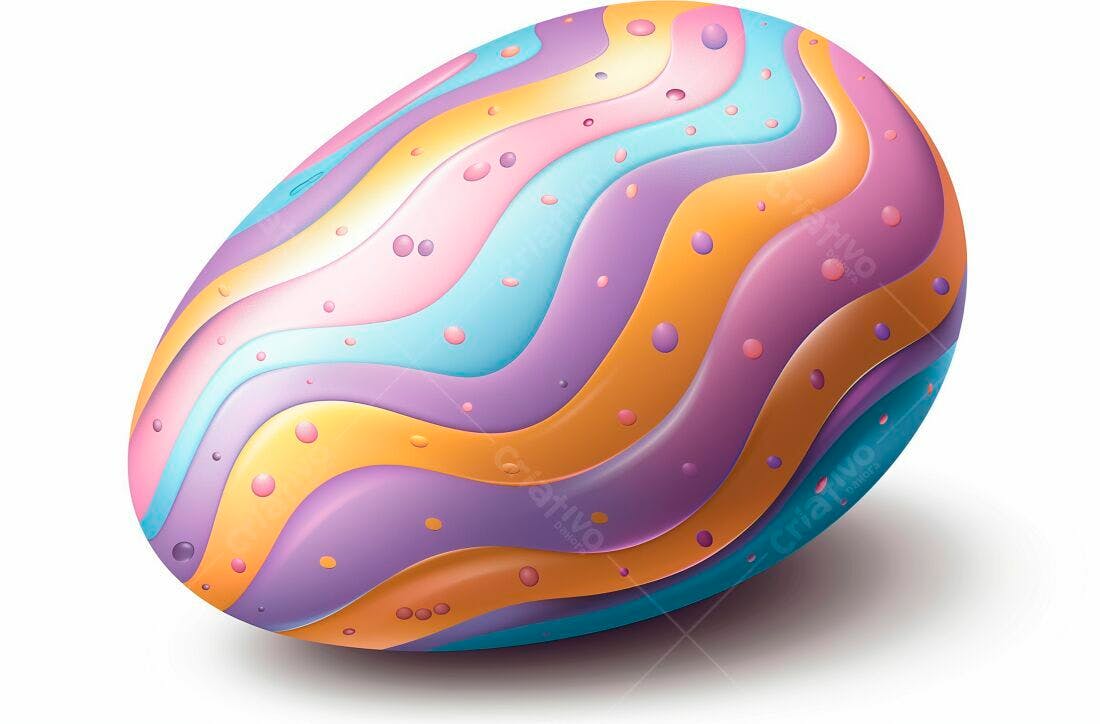 Ovo de Páscoa colorido com ondas e bolinhas