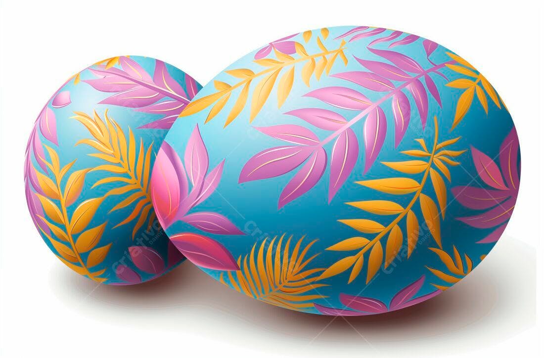 Ovos de Páscoa com Folhas Tropicais
