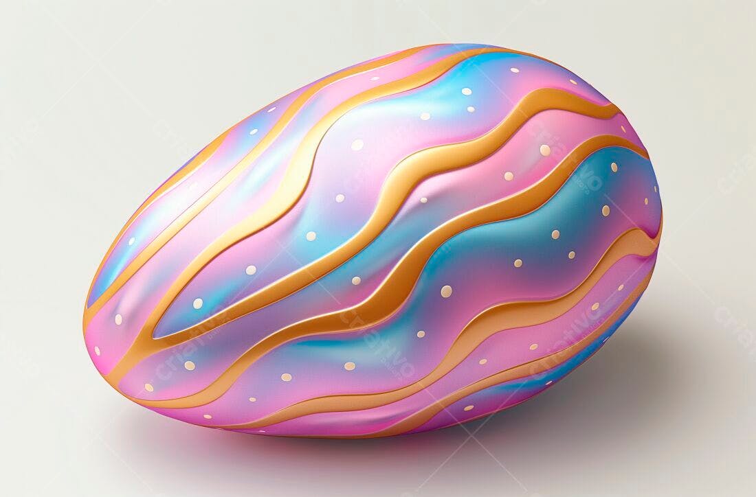 Ovo de Páscoa Rosa e Azul com Desenho
