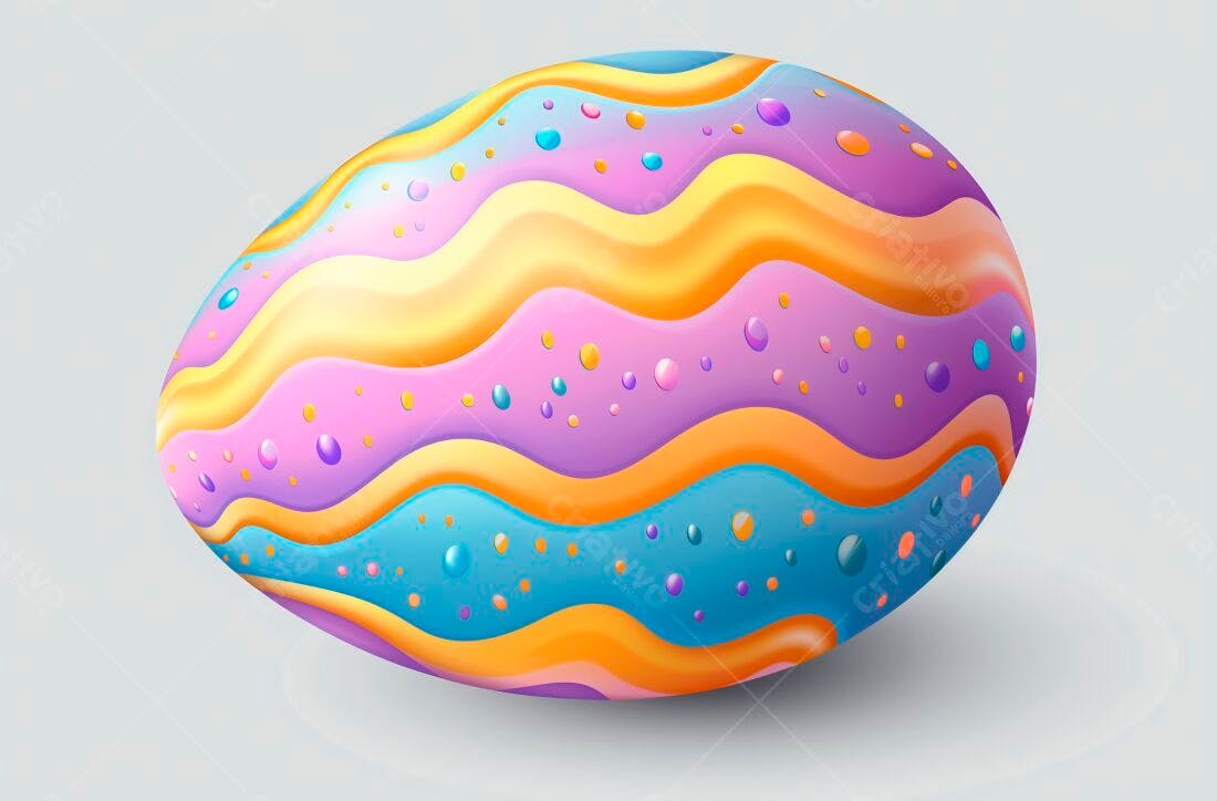 Ovo de Páscoa colorido com ondas e bolinhas
