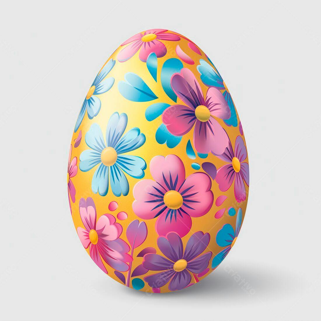 Ovo de Páscoa decorado com flores coloridas