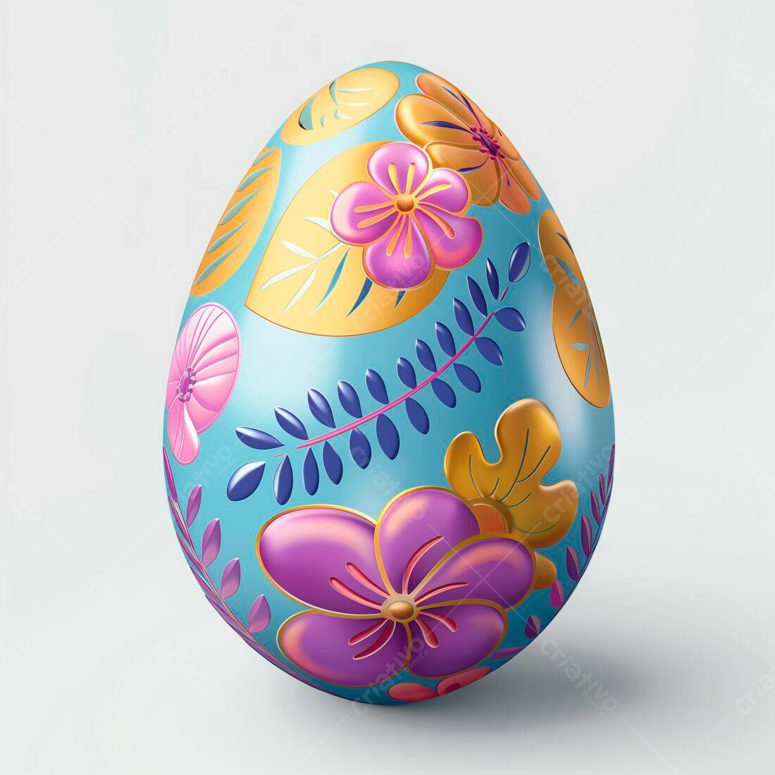 Ovo de Páscoa decorado com flores