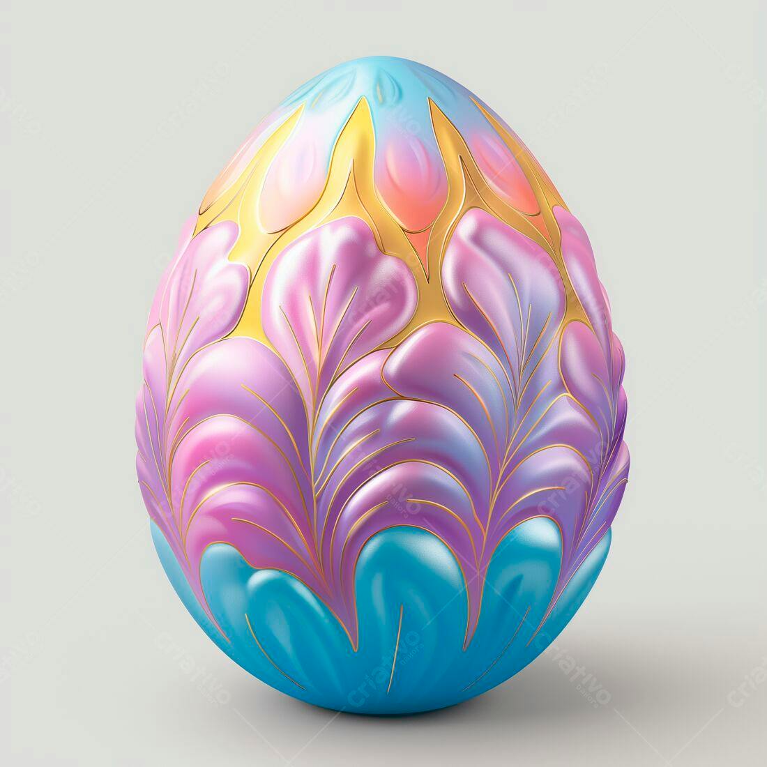 Ovo de Páscoa decorado com flores em tons pastel