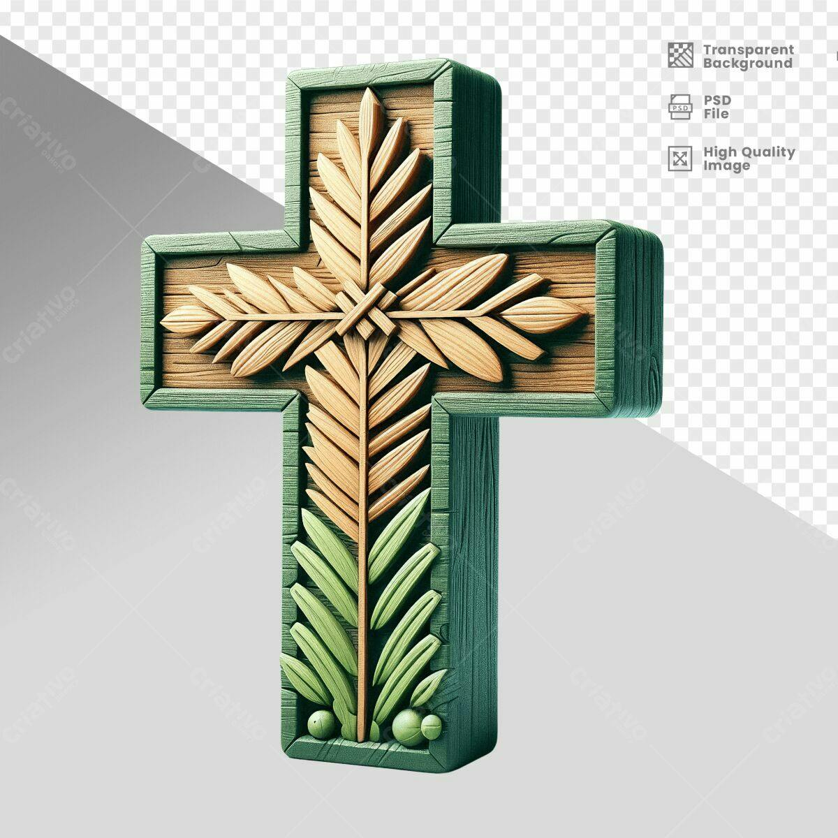 Cruz de Madeira para Domingo de Ramos PSD Editável