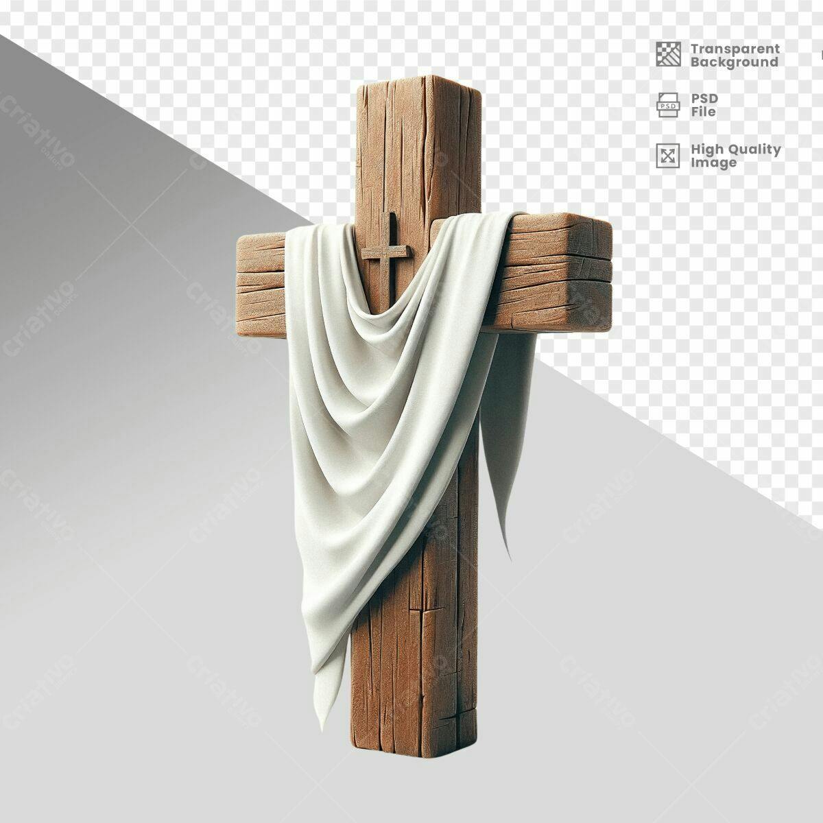 Cruz de Madeira para Páscoa PSD Editável