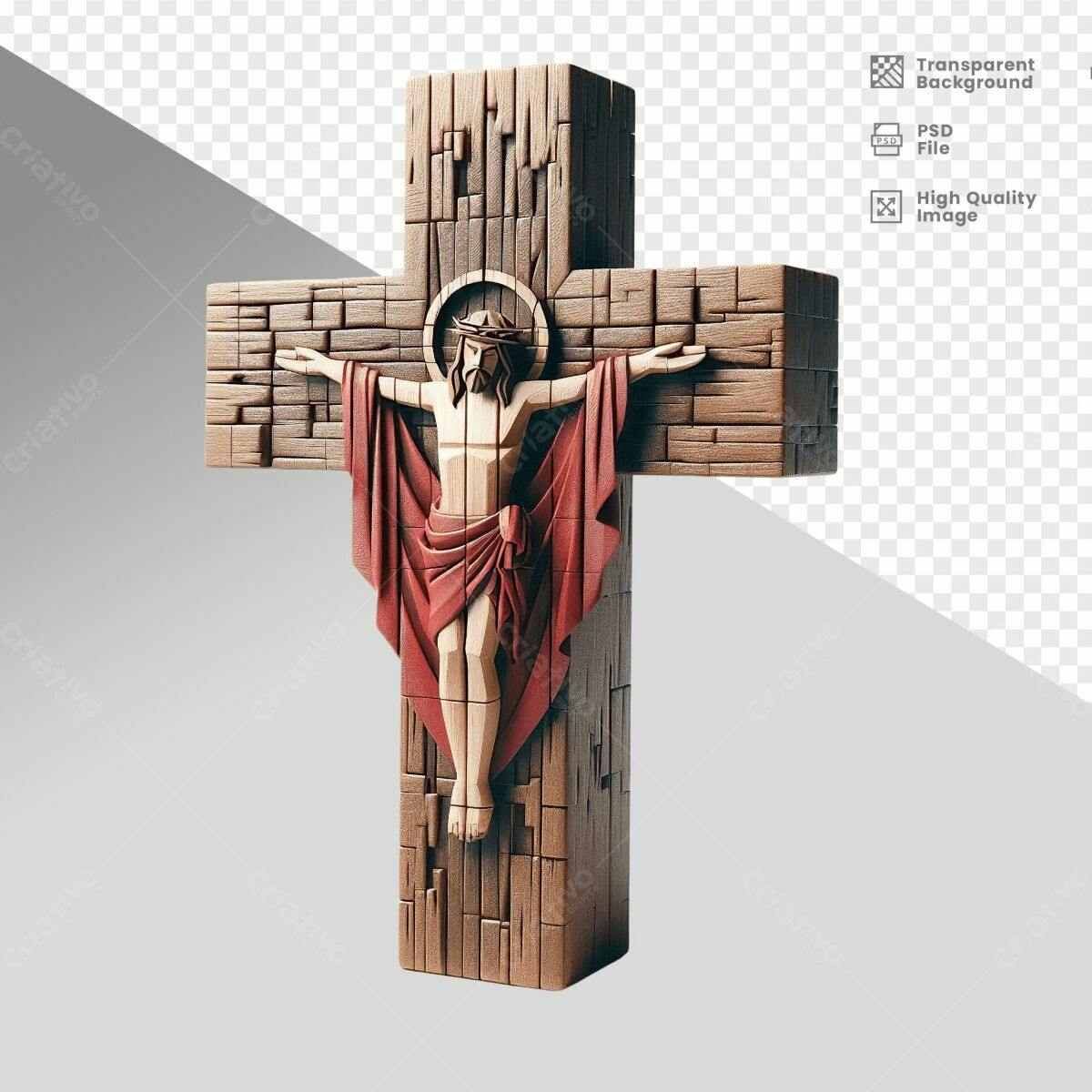 Crucifixo em Madeira PSD Editável