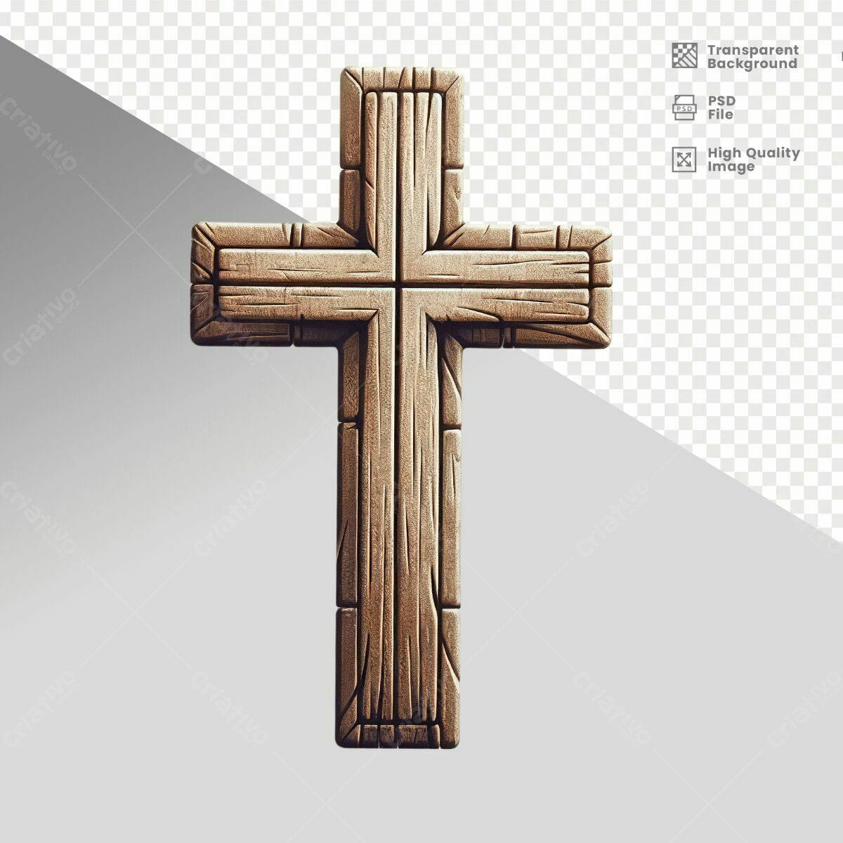Cruz de Madeira PSD Editável para Igreja