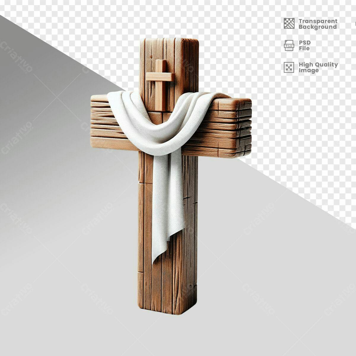 Cruz de Madeira para Páscoa PSD Editável
