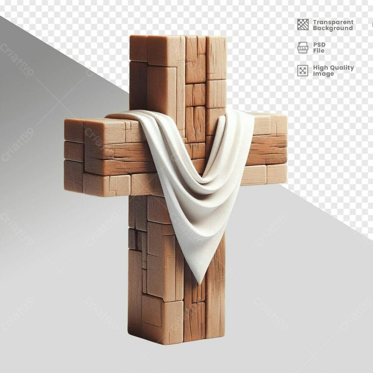Cruz de Madeira para Semana Santa PSD Editável