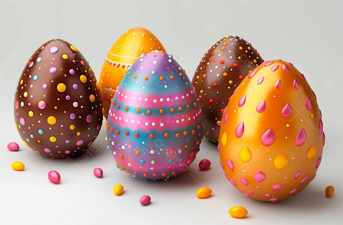 Ovos de Páscoa coloridos e decorados