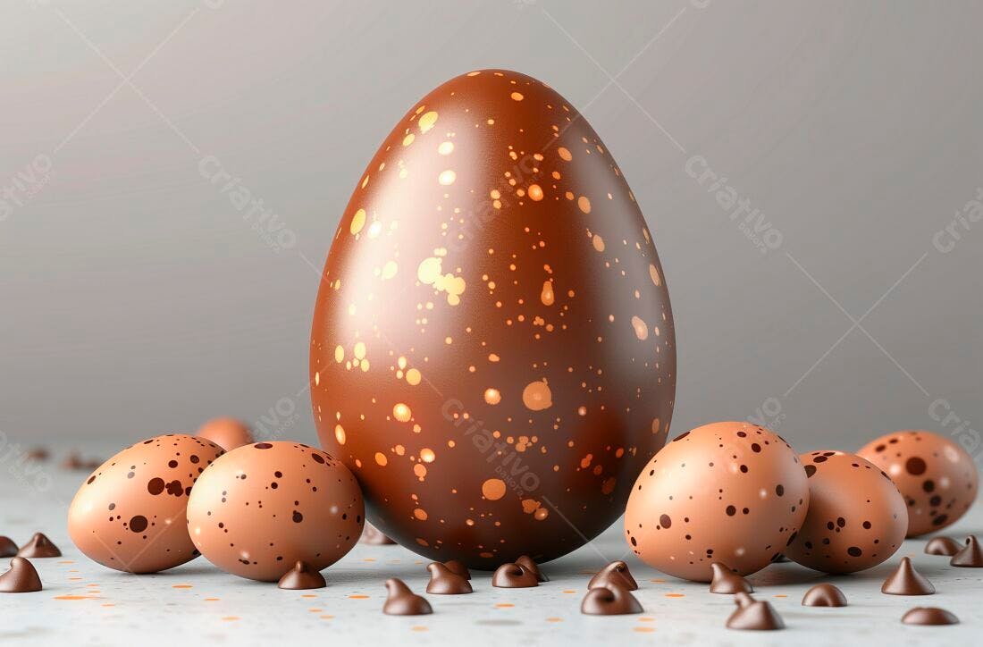Ovos de chocolate Páscoa marrom e dourado