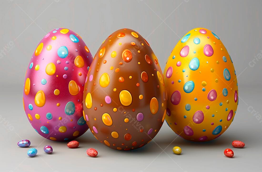 Ovos de Páscoa coloridos com gotas