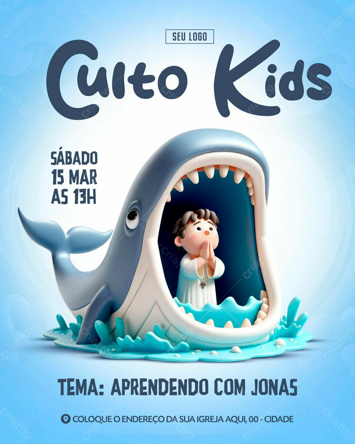 Flyer para Culto Infantil PSD Editável
