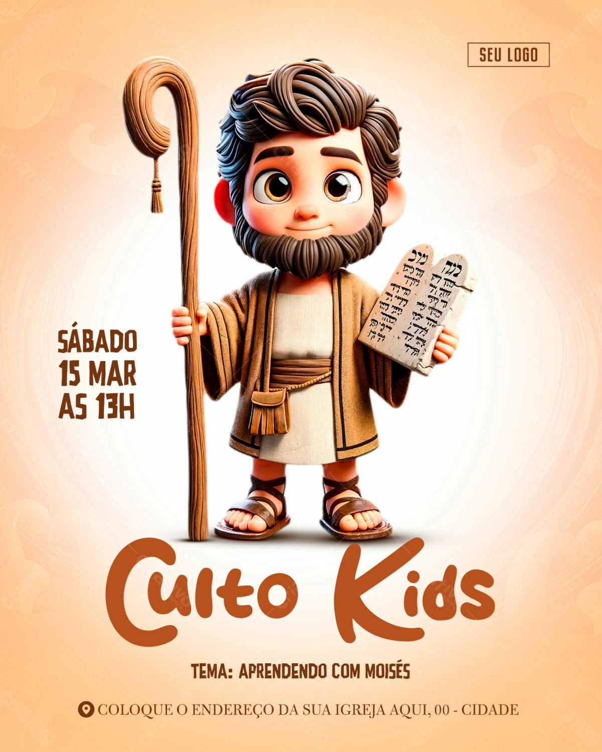Flyer Culto Kids PSD Editável