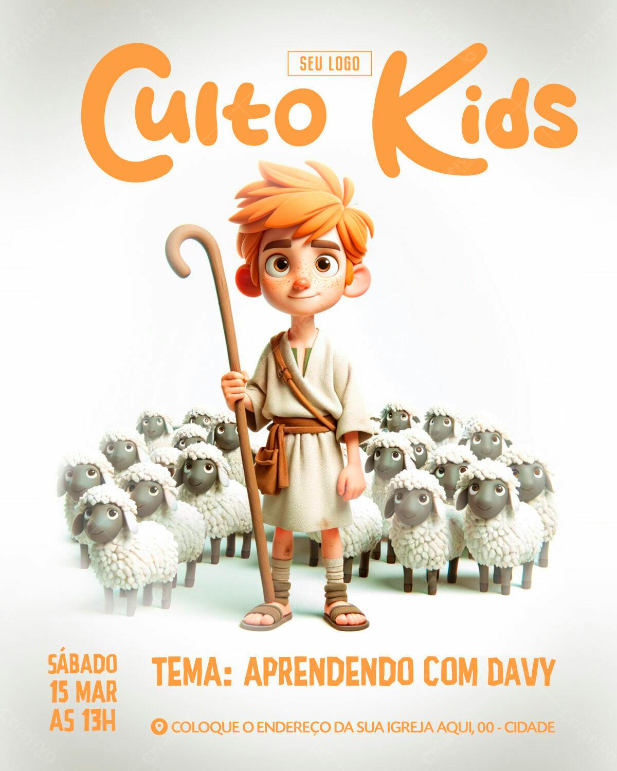 Flyer Culto Kids PSD Editável