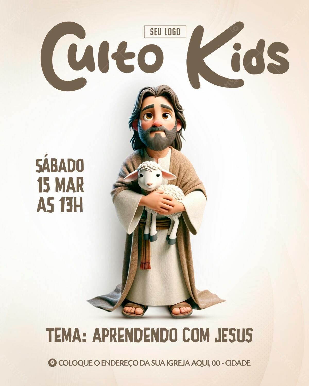 Flyer para Culto Infantil PSD Editável