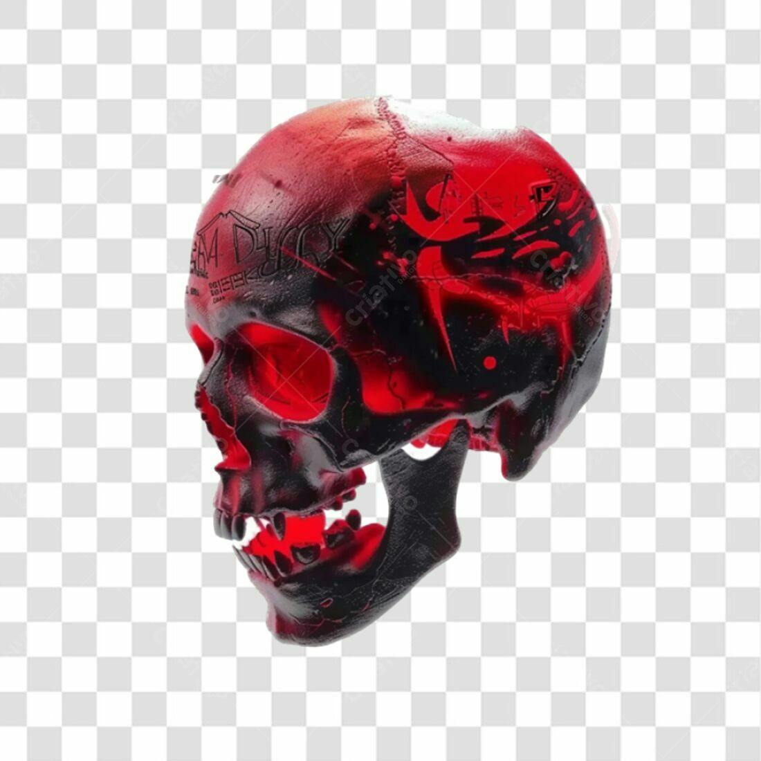 Icone Caveira Vermelha e Preta PNG com fundo transparente