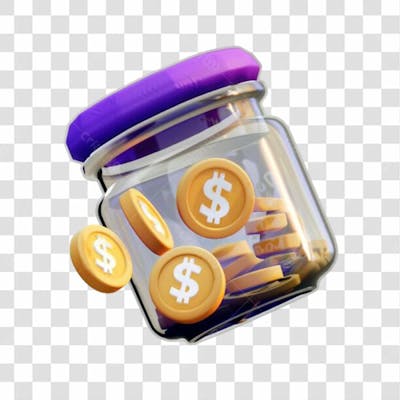 Pote Com Moedas 3D Png Transparente (1)