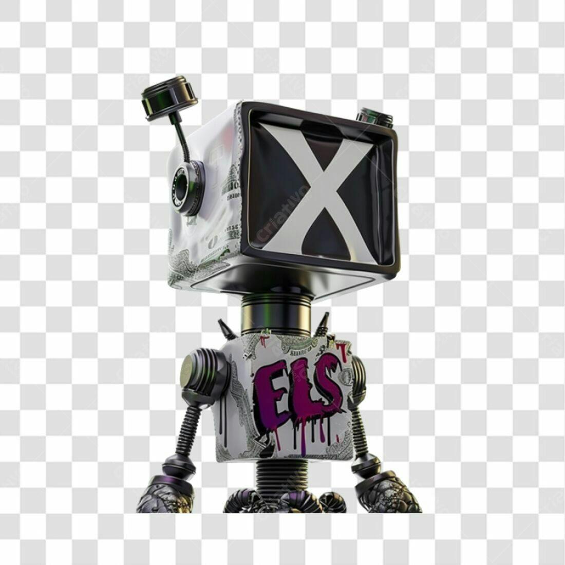 Icone Robô estilo Cyberpunk PNG com fundo transparente