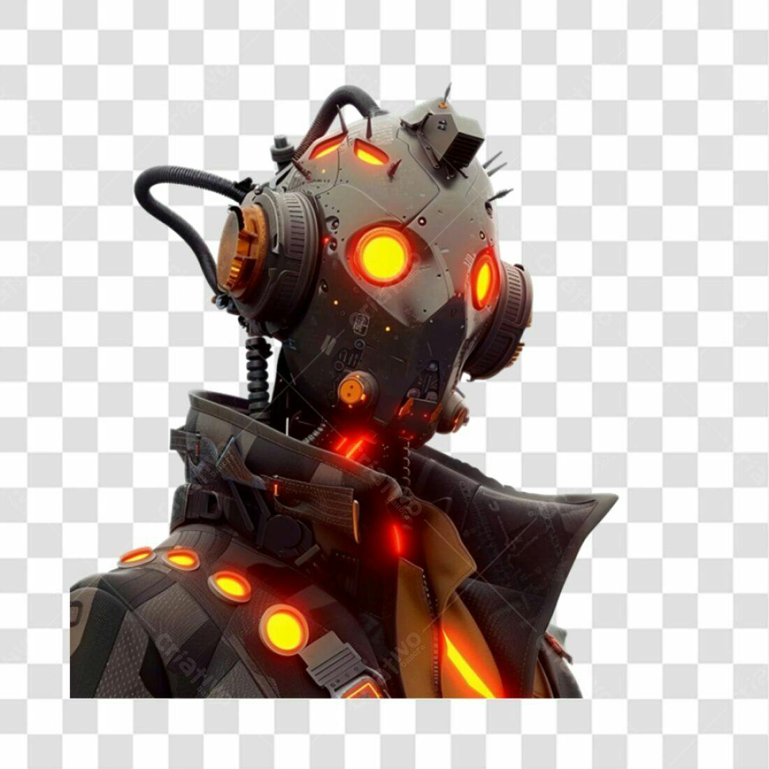 Icone Robô Cyberpunk PNG com fundo transparente