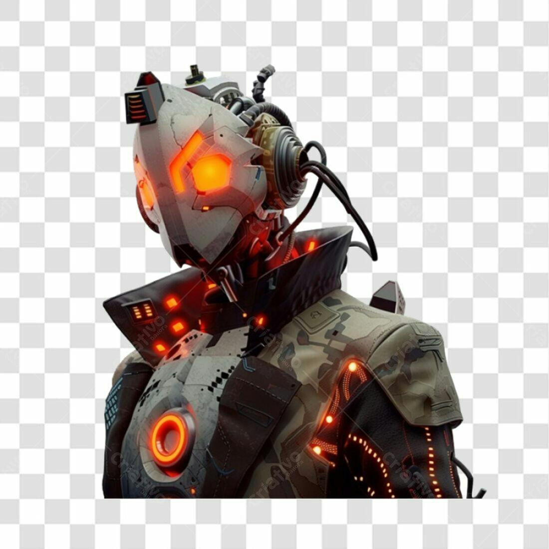 Icone Robô Cyberpunk PNG com fundo transparente