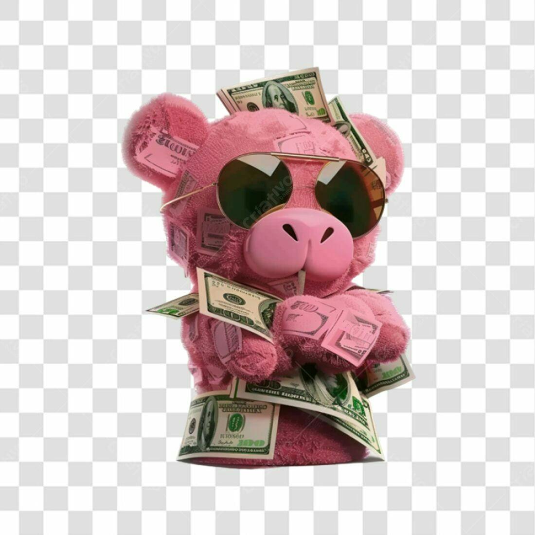 Icone Urso Rosa com Dinheiro PNG com fundo transparente
