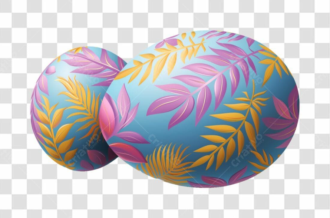 Icones Páscoa Ovos com Folhas PNG com fundo transparente
