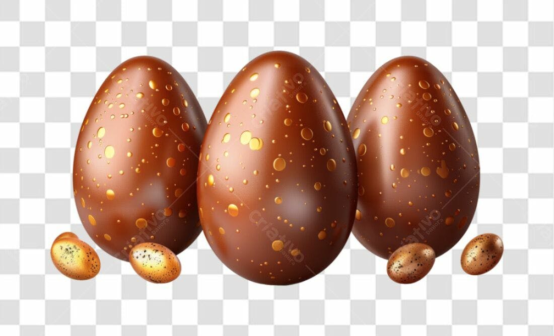 Icones Páscoa Ovos Chocolate Dourado PNG com fundo transparente