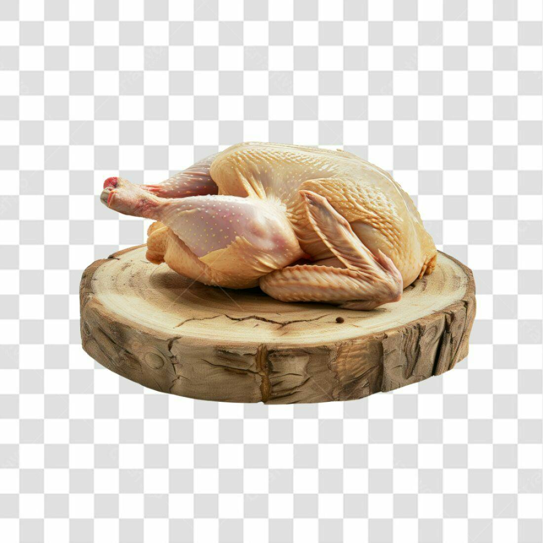 Imagem Frango Cru Tábua Madeira PNG com fundo transparente