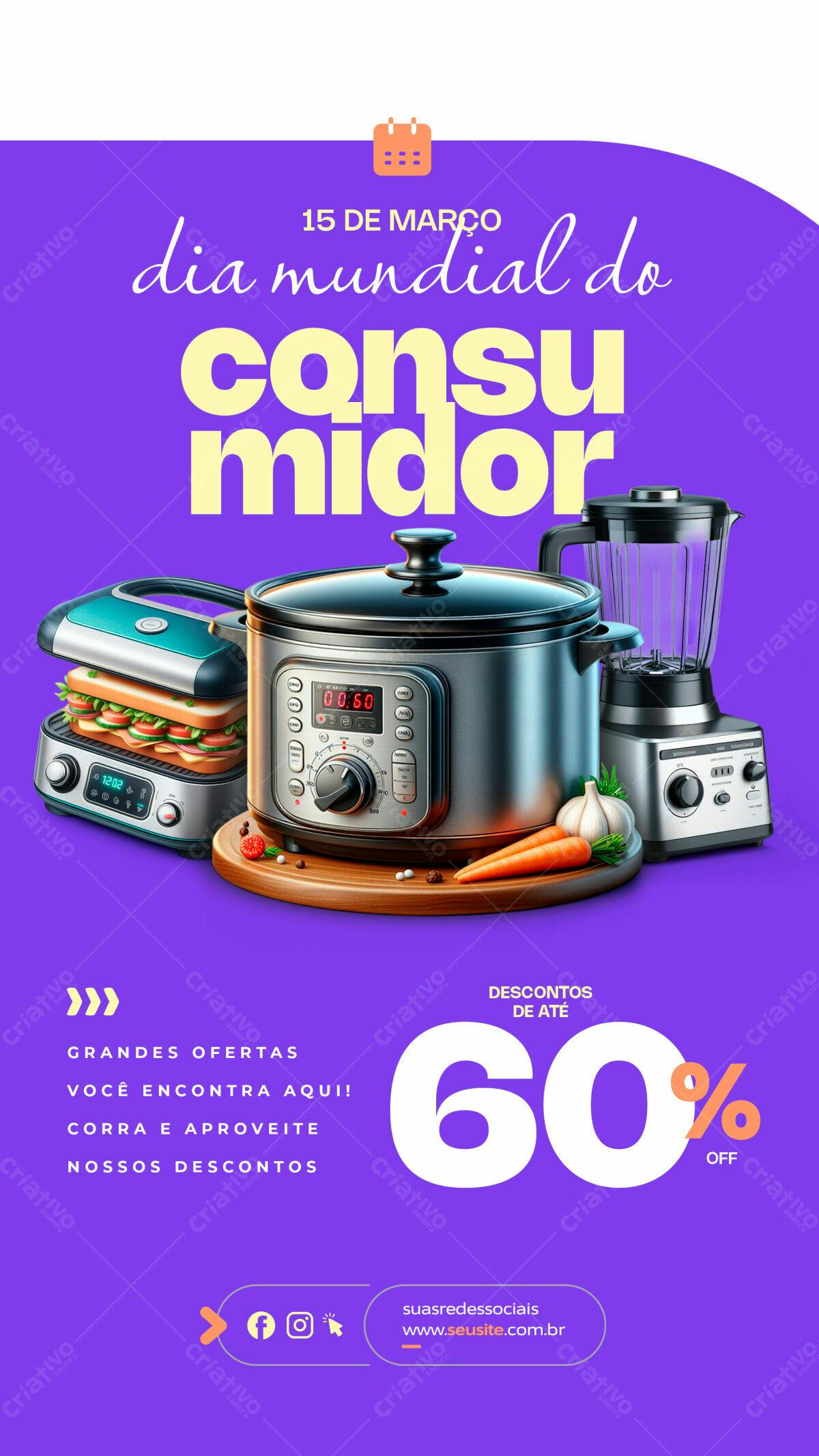 Flyer Dia Mundial do Consumidor PSD Editável