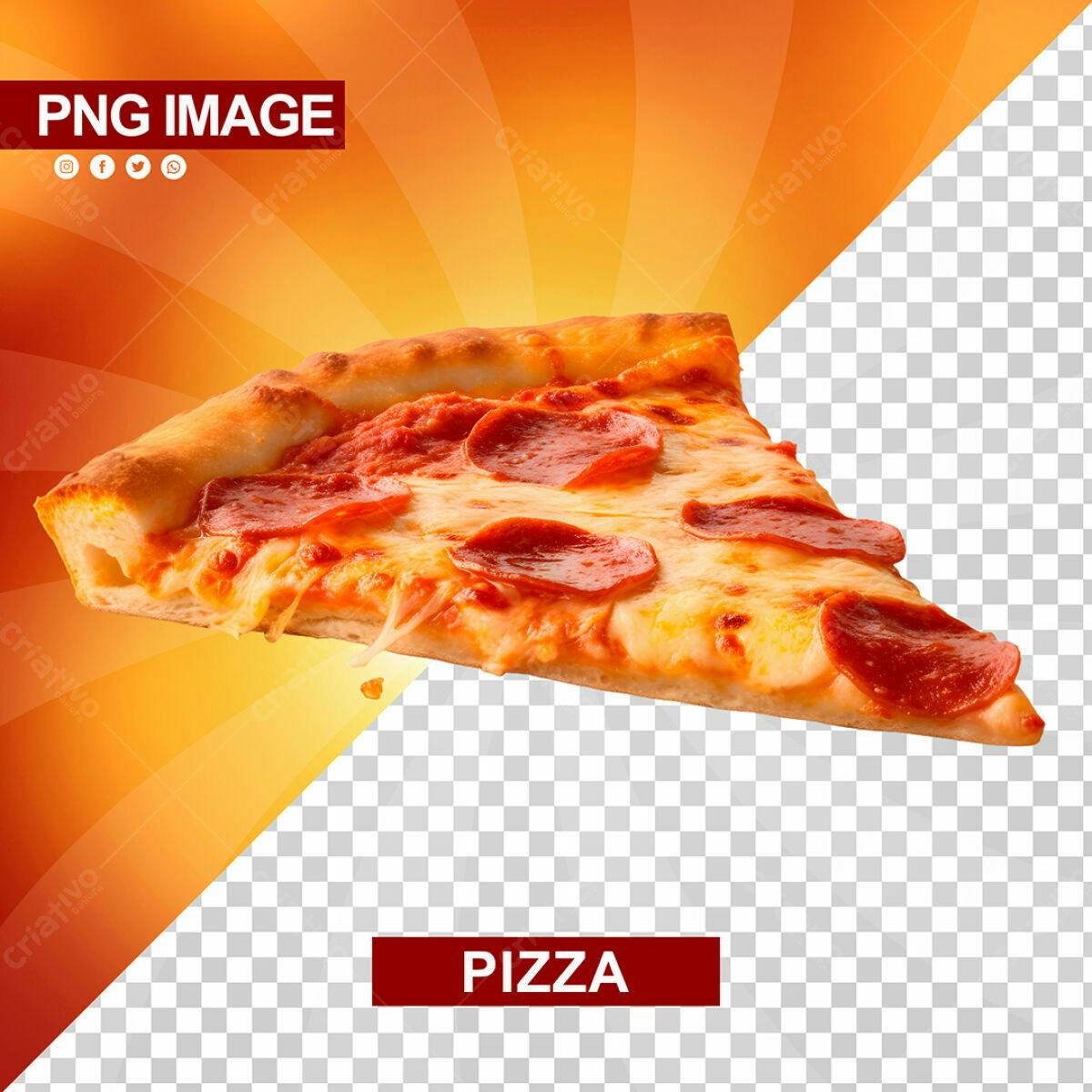 Imagem PSD para Pizza com fundo laranja PSD Editável