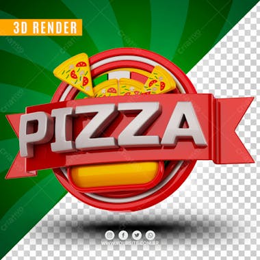 Pizza com fatias selo 3d para composicao psd