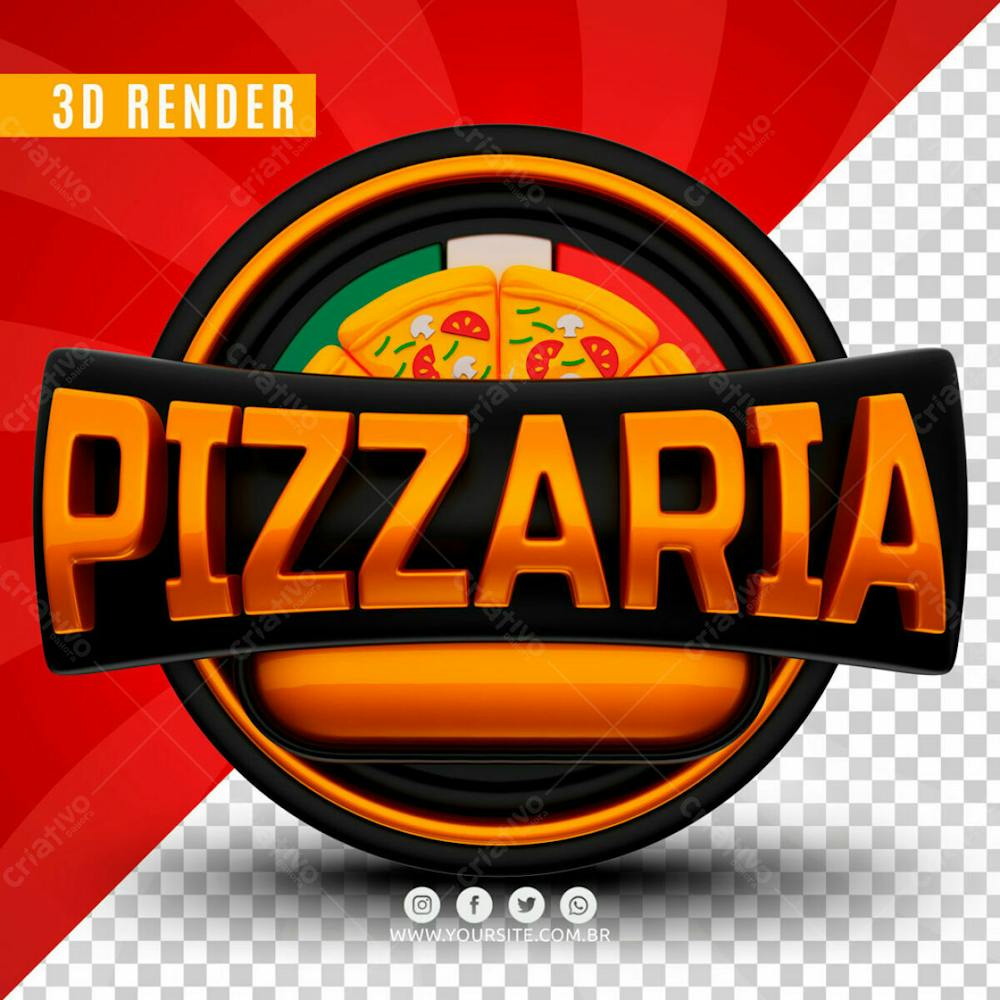 Selo 3D Para Composicao Pizza Pizza Social Media Psd Editavel