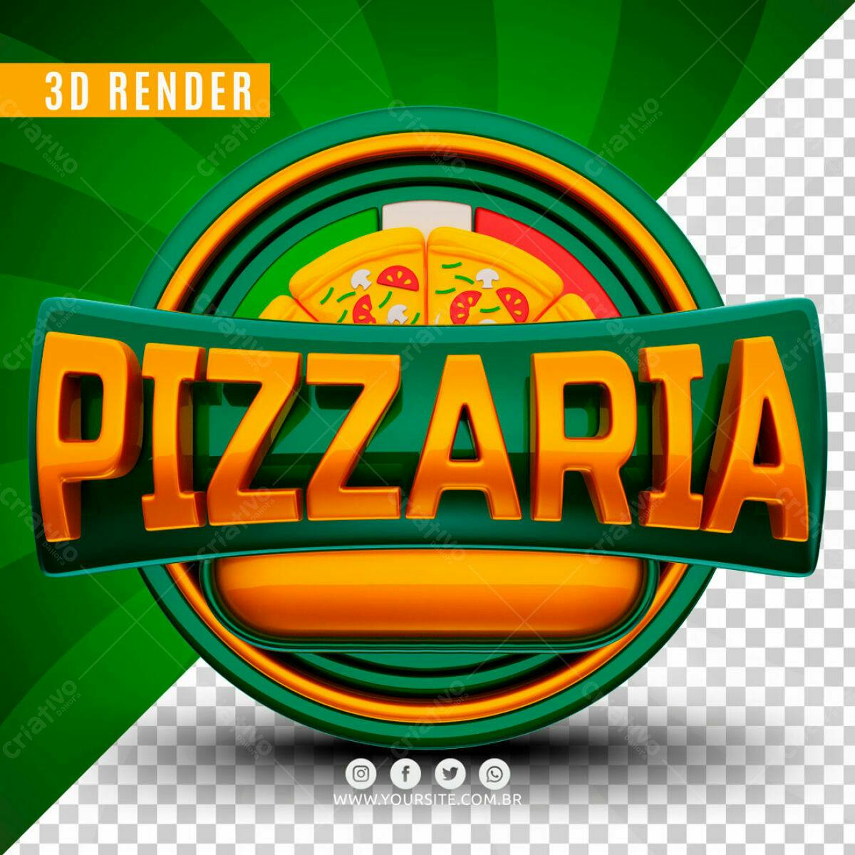 Logo Pizzaria 3D PSD Editável
