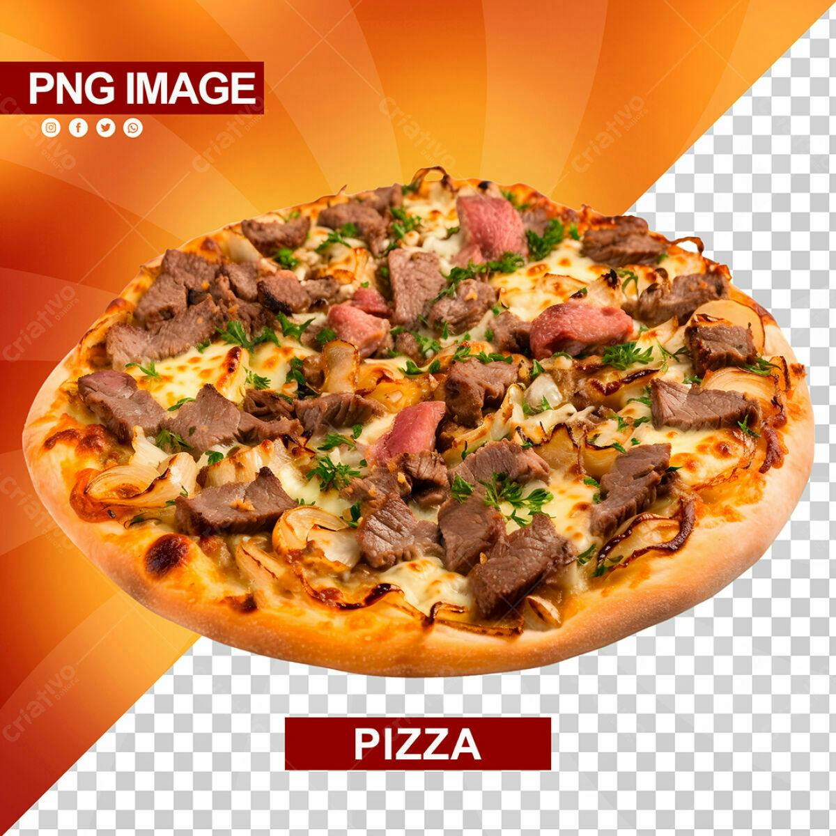 Psd de Pizza Carne para Cardápio PSD Editável