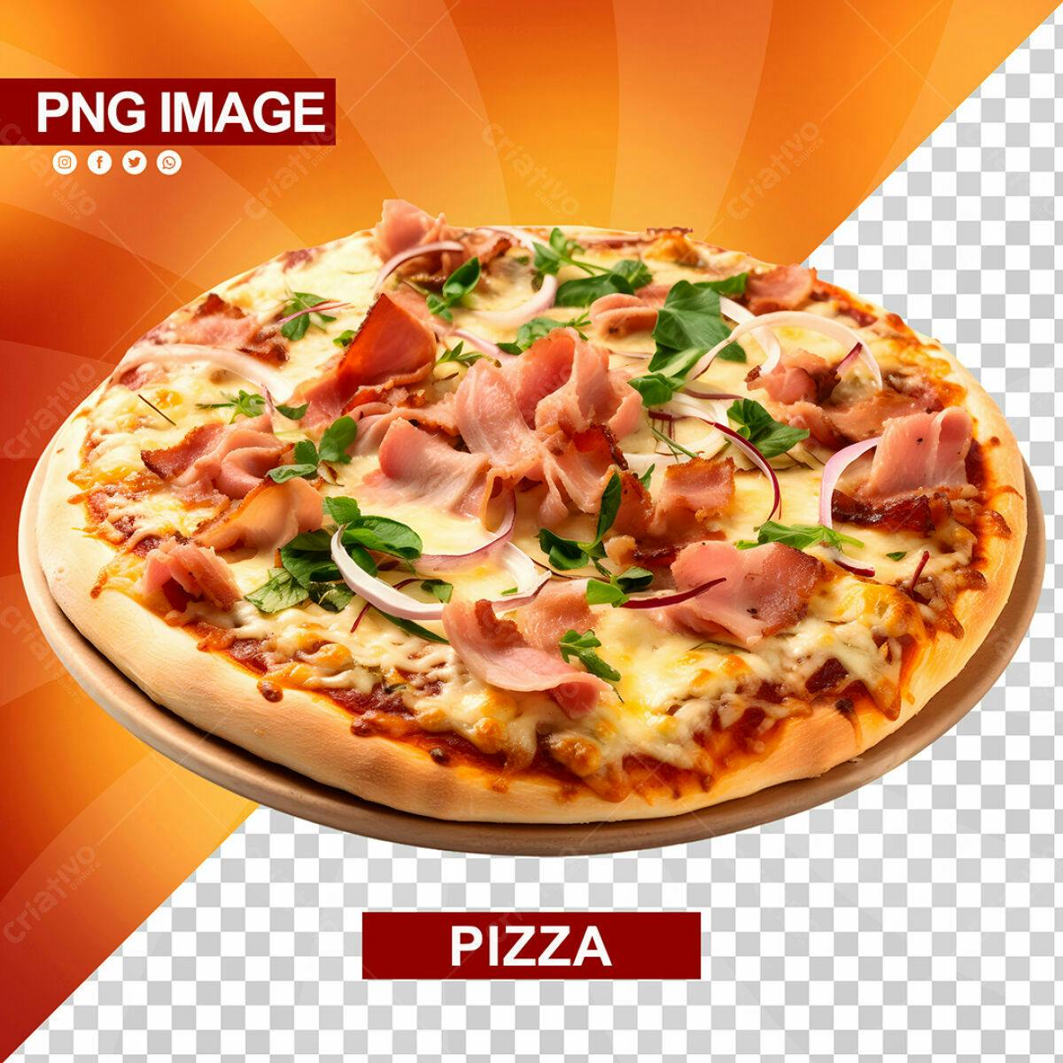 Banner Pizza com Presunto e Cebola Roxa PSD Editável