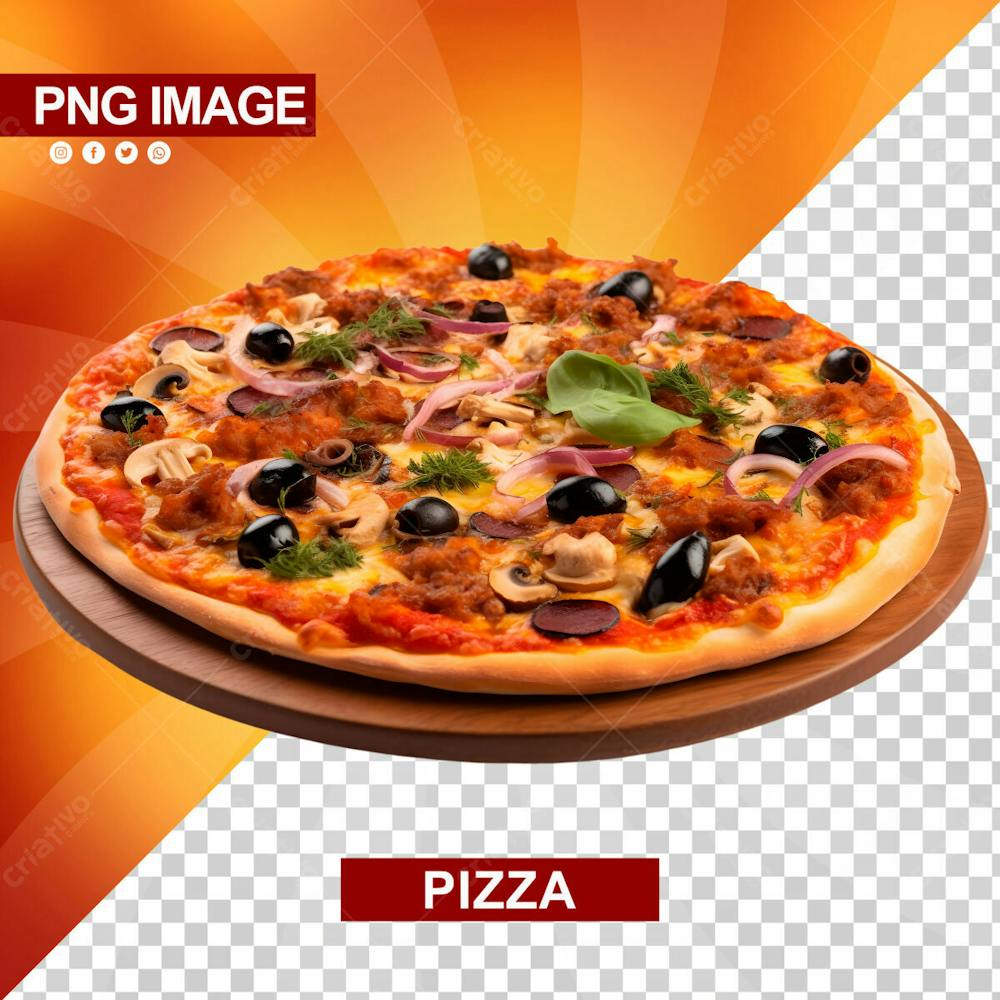 Deliciosa Pizza Redonda Tabua De Madeira Psd