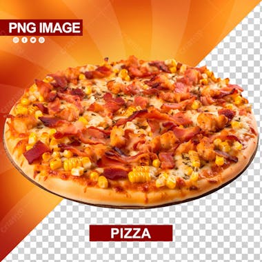 Deliciosa pizza bacon e milho tabua de madeira psd