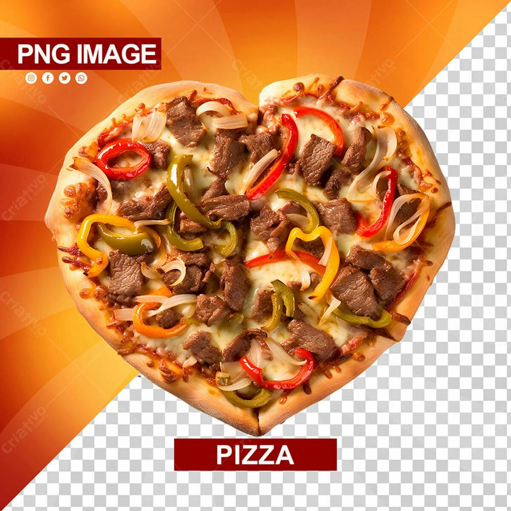 Deliciosa Pizza Em Formato De Coracao Psd (1)