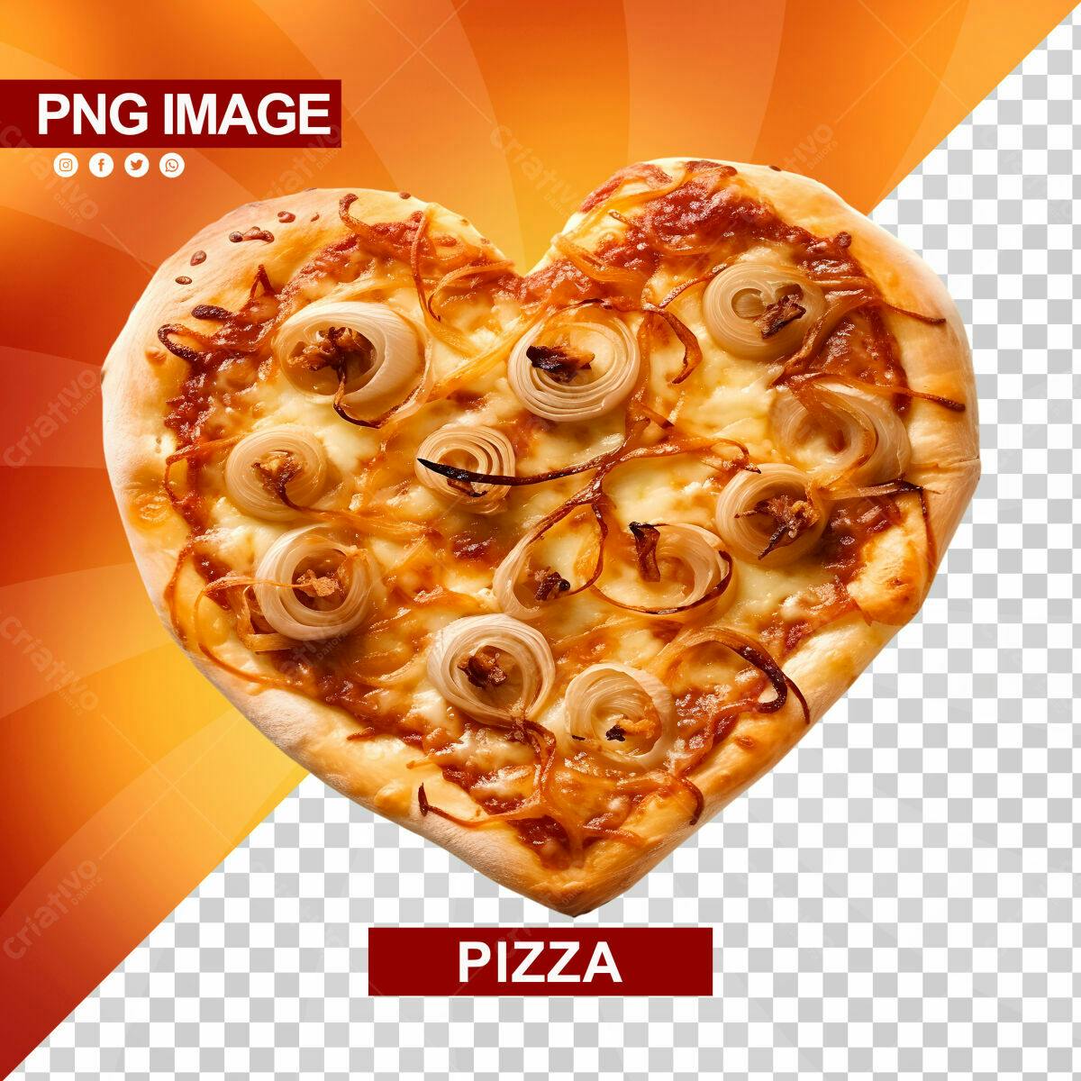 Psd Pizza em Formato de Coração para Dia dos Namorados