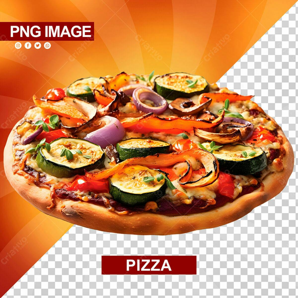 Psd Pizza Vegetariana para Cardápio PSD Editável