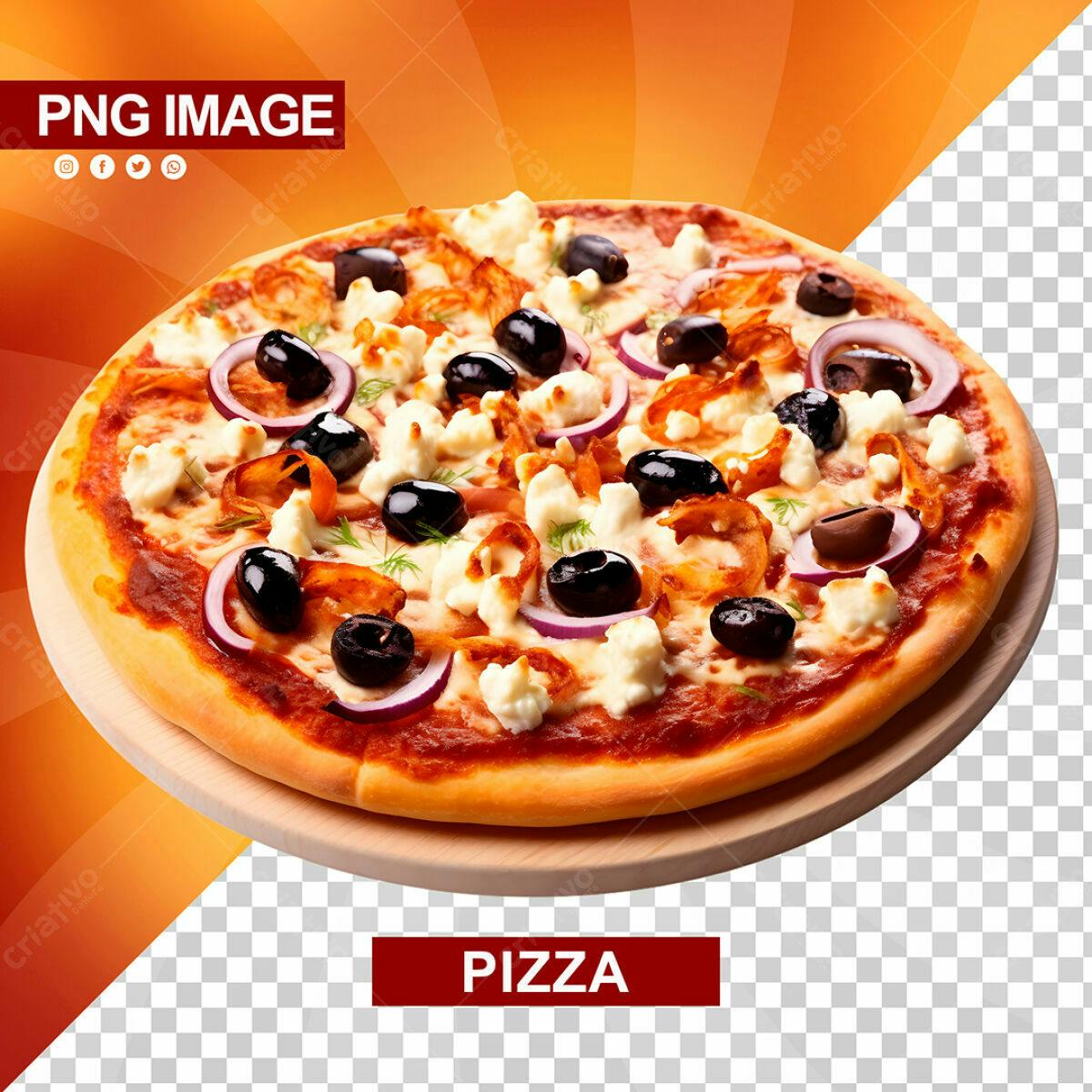 Psd Mockup Pizza Grega para Cardápio PSD Editável