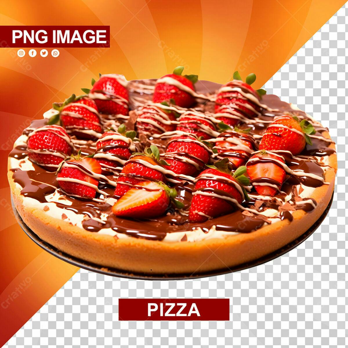 Pizza de Morango com Chocolate PSD Editável